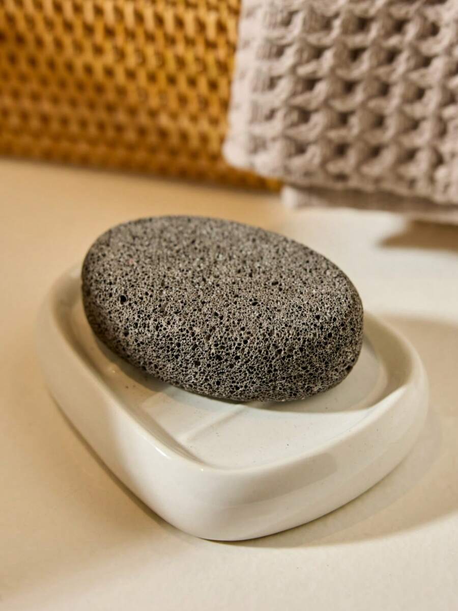 Cirelle 1pc Oval Natural Pumice Stone, Pure Volcanic Foot File For Removing Dead Skin, Calluses & Corns, Foot Care Tool (Natural Material May Have Slight Color Variation Batch To Batch)