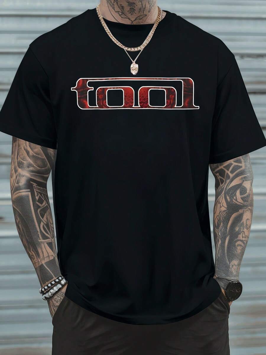 Tool Band TShirt Men's Tee , Men's 220gsm New Summer Casual Crew Neck Pure Cotton Short-Sleeved T-Shirt(1 PC) - màu đen - Xem 1