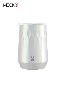 Vaso de acero inoxidable de 14 oz con tapa, vaso de vino sin tallo con doble aislamiento, con tapa a prueba de fugas - mantiene las bebidas calientes y frías, adecuado para diferentes escenarios, fiestas, actividades al aire libre, regalos