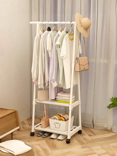 1pc Multifunctional Rolling Coat Rack, Sturdy & Fashionable Floor Standing Garment Rack, Easy To Assemble & Move, Suitable For Living Room, Bedroom, Entryway, Office, Home, Holiday & Christmas Gift, Kids Gift