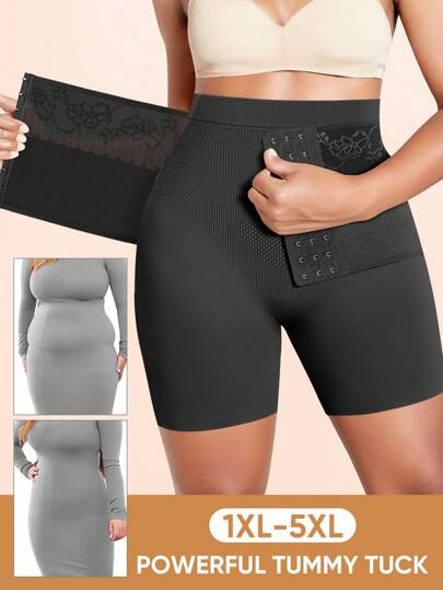 MEIYATING Plus Size High Waisted Shaping Tummy Control Briefs, Including Extra Large, Waist Trimmer, Butt Lifter, Lattice Design