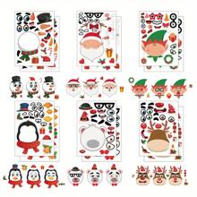6/12 Pcs Christmas Stickers Santa Claus, Reindeer, Snowman, Penguin Decals For DIY, Party Decorations, Gift Wrapping, Birthday Presents