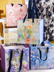 2 Stücke/5 Stücke modischer großer Blumen Geschenktüte im Ins-Stil, enthält Grußkarten, Ins-Stil, luxuriös, hochwertig, Geschenktüte, geeignet für Wohndekoration, Hochzeitsgeschenke, Hochzeitsjahrestags-Geschenke, Geschenke für die Freundin, Muttertagsgeschenke, Valentinstags-Geschenke, Geburtstagsgeschenke, Hochzeitsfeiern.