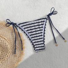 Braga de bikini con cordones y rayas de verano para dama, trajes de baño de gran en Europa y América