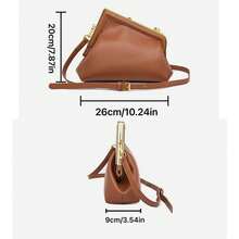 Classic PU Leather Shoulder Bag For Women Chic Adjustable Chain Strap Purse Versatile Crossbody Handbag - 黃色 - 查看 2