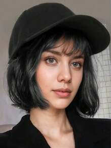 1pc Women Beret Hat With Wig, 2 In 1 Fashion Beanie Short/Long Curly Wig, Suitable For Baldness, Daily Wear, Date, Party, Outgoings, Valentine's Day, Mother's Day Gift, Brown Black, Spring, Autumn, Winter