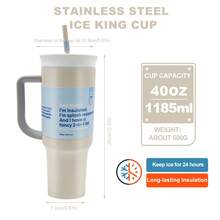 Owalaa Water Bottle 32oz And 40oz ,Multiple Colors Are Available,With Straw,Heat Preservation Time More Than 24 Hours, Cold And Hot Water Can Be Insulated, Can Make Coffee, Frozen Drinks, Beautiful Appearance, Exquisite Workmanship, Suitable For Camping, Work, Indoor Use.Halloween Day - Khaki - View 2