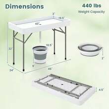 Lifezeal 4 Foot Ice Cooler Folding Table Outdoor Portable Ice Bin Table With Large Sink - trắng - Xem 5
