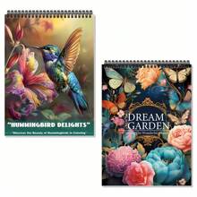 Two Adult Coloring Books With 54 Exquisite Patterns, Unique Design, Spiral Binding, Single-Sided Printing, 11.2 X 8.2 Inches, Different Themes, Suitable For Friend Gatherings, Family Dinners, Birthday Gifts, Christmas Gifts, New Year Gifts, Christmas Gifts, Anniversary Gifts,Back To School,School Supplies