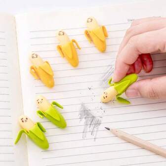 8 piezas/2 piezas Borrador en forma de plátano, ¡envío de colores aleatorios! Borrador de lápiz con forma de plátano, artículos de papelería con novedad de plátano, artículos de papelería para el comienzo del año escolar, suministros de estudio para estudiantes de primaria, secundaria, preparatoria y universidad, artículos de oficina