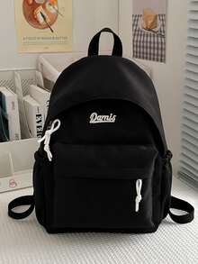 1pc New Versatile High-Quality Plain Color Student Backpack, Lightweight Large Capacity Outdoor Daypack Without Pendant - A - View 10