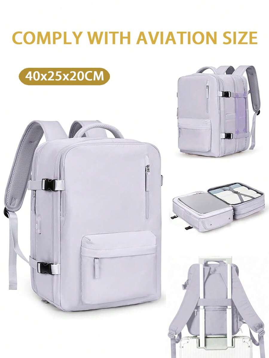 Ryanair 40x20x25 可擴展座下背包,航空公司認證防水機艙包,附 USB 接口 - 紫色 - 查看 1