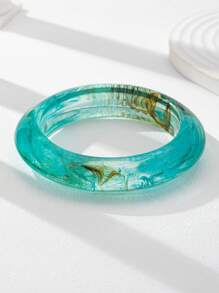 1 Pieza Brazalete de resina grueso de color verde mezclado, Conjunto de brazaletes anchos exagerados dorados para mujeres, Puños elegantes de moda, Banda de brazo, Conjunto de brazaletes minimalistas de moda, Joyas adecuadas para atuendos diarios