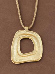 1 Piece Fashion Silver Gold Color Asymmetrical Hollow Open Square Shape Pendant Rope Necklace For Women's Daily Wear 18"+2" Extend Chain