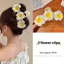 1pc Women Premium Plumeria Flower Hair Clip, Bun Shaper Boho Casual Hair Accessory Hair Claws Claw Clips Hair Clips Hair Jaw Clip Hair Clamps Hair Clutch Hair Catcher Clip