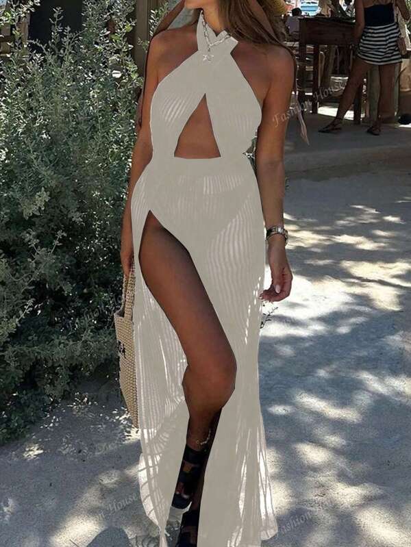 Women's Extra Long Slip Dress With Spaghetti Straps, Casual & Fashionable, Suitable For Everyday Wear Or Vacations