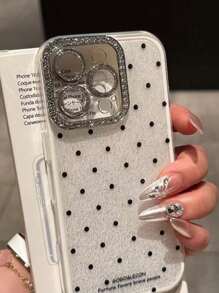 Glitter Polka Dot Sequins Phone Case Compatible With IPhone 16 15 14 13 12 11 Pro Max 16 15 14 Plus 16Promax 15Promax Lovely Solid Color Summer Candy Color Back Cover