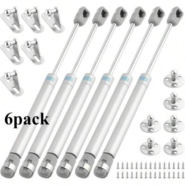 Sechs Gasabdämpfer  Hydraulik 200N Sanfte Silberne Säulen Für Möbel  Autos Und Fahrräder