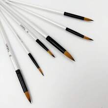 Set di 6 pennelli da artista a forma rotonda con testina angolata, con setole in nylon bianco, adatti per pittura ad acrilico, olio, acquerello su corpo, viso, roccia, tela, per disegno e attività creative, ideali come regalo per Natale, Ognissanti, Ringraziamento