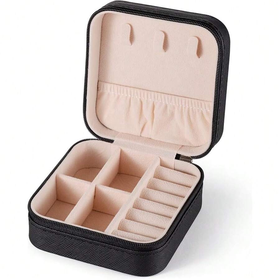 New- All Travel Jewelry Case, To Go Portable Jewelry Box, Travel Jewelry ,Portable Jewellery Storage Holder For Rings Earrings Necklace, Gifts For Girls Women -Black - A1 - Black - 查看 1