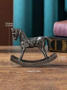 1 件复古风格木制摇马装饰，家居入口装饰工艺品