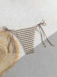 Slip bikini estivi da donna a righe con lacci, costumi da bagno molto venduti in Europa e America