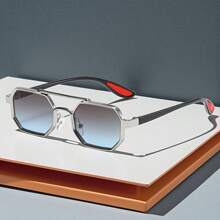 1 buc Ochelari Future Technology Ramă geometrică metalică universală, Ochelari de modă esențiali pentru condus, ciclism și călătorii, Ramă mică Ochelari de modă personalizați pentru decorare casual