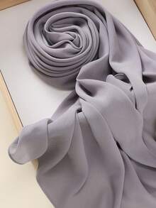 1pc Women's Plain Crinkled Chiffon Hijab Scarf - Mint Green - View 5