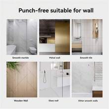 1pc Kitchen Tissue Holder Stainless Steel Nail Free, Hole Free Self-Adhesive Wall Mounted Metal Black American Style Toilet Roll Paper Holder