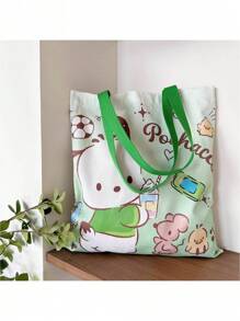 Sanrio Hello Kitty, Cinnamoroll,Pochacco 1pc Supply List Japanese Kt Cat Cartoon Hello Kitty Canvas Bag Fresh And Simple Shoulder Bag Class Hand-Held Canvas Bag, Cute Cartoon Large Capacity Handbag Shopping Storage Bag Tutoring Bag Small Gift Prizes,Birthday Gift,Makeup Bag,Hello Kitty Items