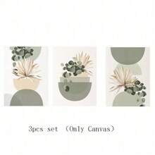 3pcs Bohemian Wall Arts Abstract Beige & Green Plant Eucalyptus Geometric Wall Art Posters, Green Medieval Modern Botanical Bohemian Wall Decor, Ideal Gift For Bedroom, Living Room, Hallway, Mint Green Geometric. Optional Frame