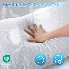 Cooling Bed Pillows For Sleeping Shredded Memory Foam Pillows Adjustable Gel Pillows For Side Stomach Back Sleepers Washable Removable Cover Standard Size Pack Of 1 - 白色冷卻基礎版 - 查看 5