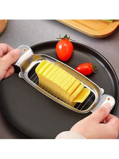 2 piezas Cortador de mantequilla y queso creativo de acero inoxidable, herramienta de cocina para el corte transversal de foie gras y queso