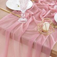 1pc Multicolor Chiffon Table Cloth, Wedding Table Decor, Transparent Extra Long Chiffon Table Cloth With Silver Glitter, Boho Style Table Cloth, Soft Gauze Tablecloth Suitable For Wedding Party, Baby Shower, Bridal Shower, Valentine's Day, Easter, Thanksgiving, Christmas, New Year, Tea Party, Anniversary, Holiday And Other Special Occasions