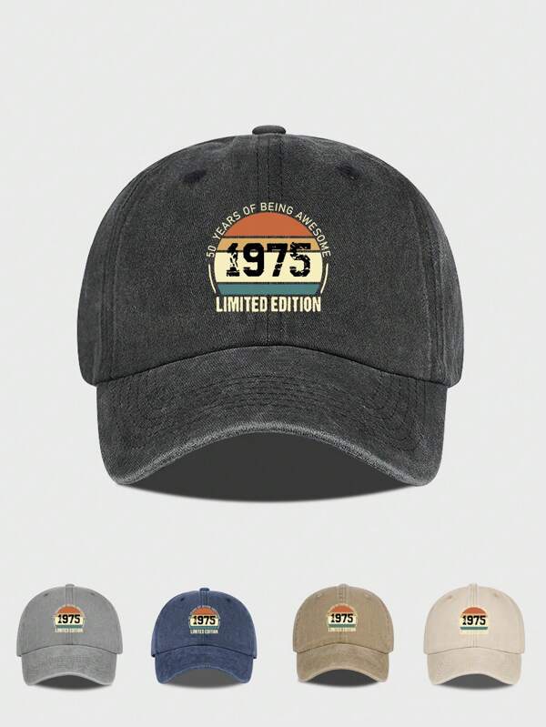 1pc 1975 Limited Edition Baseball Cap, Vintage Washed Distressed Style Classic Baseball Hat, Breathable Sun Protection Soft Top, Suitable For Father's Day/Birthday Gift