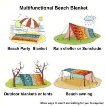 1 Stück Oversized hochwertige sandfeste Strandmatte - mit großen tropischen Fantasy-Mustern, Palmen und geometrischen Mustern, für 7 Personen geeignet. Maschinenwaschbar, geeignet für Camping, Schwimmbäder, Strände und Outdoor-Aktivitäten. Bunte und helle Sandtücher, hochwertige Verarbeitung, tragbare Decken, unerlässlich für den Urlaub