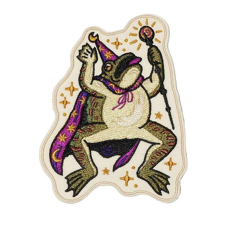 1pc/3pcs/5pcs Creative Toad Wizard Embroidered Patches - Iron-On/Sew-On Appliques, Suitable For Christmas, New Year Holiday Clothing, Backpacks, Jackets And Hats - DIY Christmas & New Year Gift Ideas - Multicolor - View 1