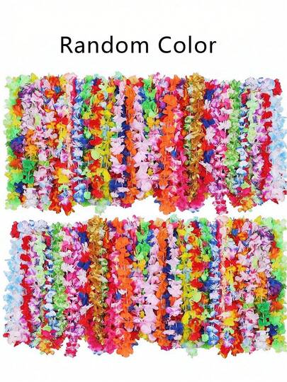 30pcs/Set Hawaiian Flower Leis, Tropical Hawaiian Floral Theme Party Favors Headbands, Festival Wedding Beach Birthday Decorations Party Supplies Flower Garland Necklaces (Assorted Colors)