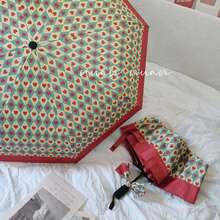 1pc Fully Automatic Vintage Rust Red Dual-Use Umbrella, High-End Sunshade Anti-UV Travel Umbrella - Multicolor - View 7