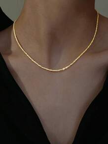 Tkool 1 pieza Collar minimalista y elegante de oruga dorada de moda, accesorio de cadena de clavícula brillante y elegante para mujeres