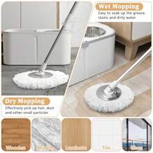 20256 Pack Spin Mop Replacement Head For 360° Spin Mop System Standard Size Round Shape Spin Mop Replacement Head Microfiber Refills Machine Washable And Easy Cleaning!!!!!! - as pic - View 6