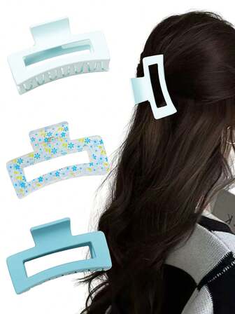 3 sztuki/zestaw Letnie jasnoniebieskie kwiatowe przezroczyste kwadratowe spinki do włosów, słodkie i eleganckie do fryzury pół-up, wysokiego kucyka, koka, swobodnych wyjść, imprezy, świąt, walentynek, ukończenia szkoły, Święta Dziękczynienia, praktyczny prezent Spinki do włosów Spinki do włosów Spinki do włosów Spinki do włosów Spinka do włosów Spinka do włosów