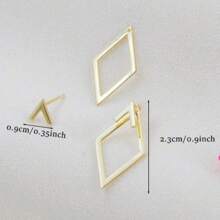 Minimally Geometric Two-Way Style Earrings - A Versatile Gold-Plated Fashion Accessory For Daily Wear, Without Gemstone Inlay