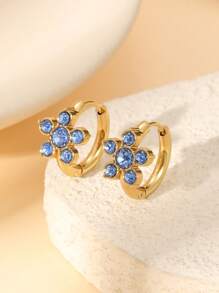 1 Pair Fashionable Minimalist Stainless Steel 18k Gold Plated Colorful Shiny Zirconia Four-Leaf Clover Flower Hoop Earrings, Hypoallergenic, Suitable For Women's Daily & Festival Accessories Or Gift, Especially For Summer Vacation