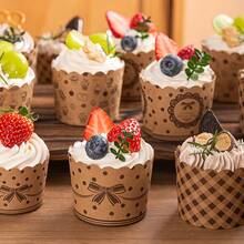 50 قطعة أكواب خبز ورقية صغيرة من الكرافت البني، بطانة ورقية للمافن والكب كيك، غير قابلة للتسرب، للاستخدام مرة واحدة بكميات كبيرة، مناسبة لحفلات الزفاف وعيد الميلاد والتخرج والحلويات