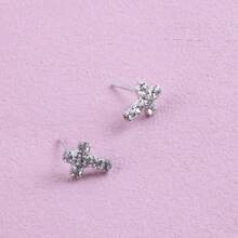 1 Paar minimalistisch elegante glänzende Kristall Kreuz Ohrstecker, vielseitiges Accessoire geeignet für den täglichen Gebrauch