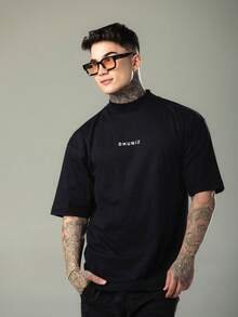 DMUNIZ Oversized Streetwear Turtleneck Printed Chest T-Shirts Kit 2 - 2 Đen - Xem 5