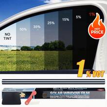 300cm X 50cm Black Window Tint Film Roll - Car & Home Glass Sun Protection, Heat & Glare Reduction For Auto, Truck, RV (118" X 20") - 1% - View 2