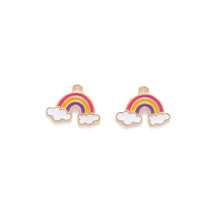Set de 10 piezas de accesorios de joyería DIY arcoíris, dijes de aleación de zinc con estampado de arcoíris para collares, aretes, llaveros, regalos para amigos, familia, maestros, parejas, adecuado para manualidades
