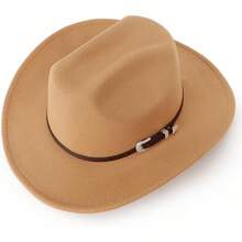 Classic Western Felt Cowboy Hat With Wide Brim For Outdoor Use - 1 Pack Style 2: Khaki - View 7